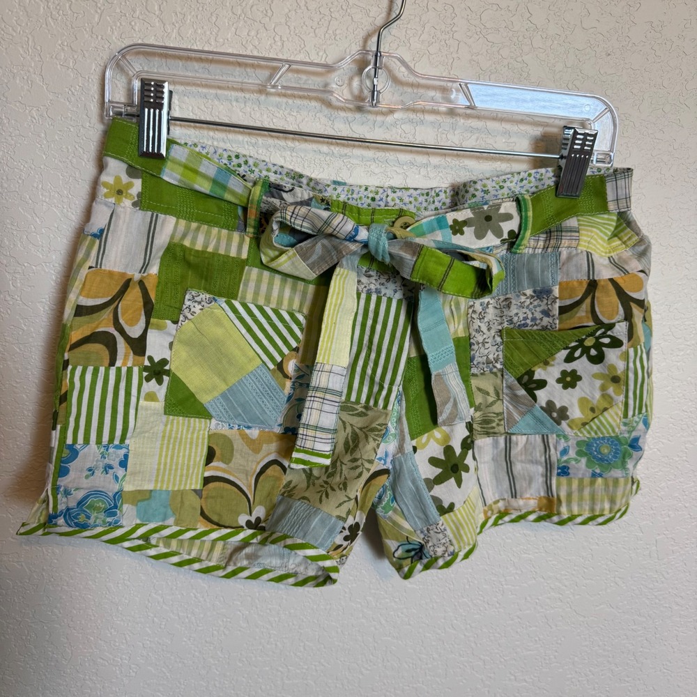 Y2K Low Rise Patchwork Mini Shorts Raviya Size Medium Green
